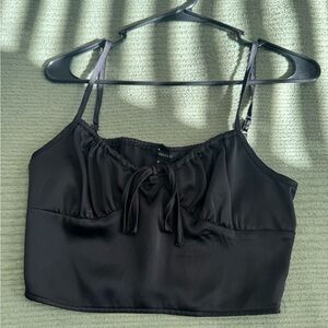 Forever 21 Black Satin Camisole with Bow